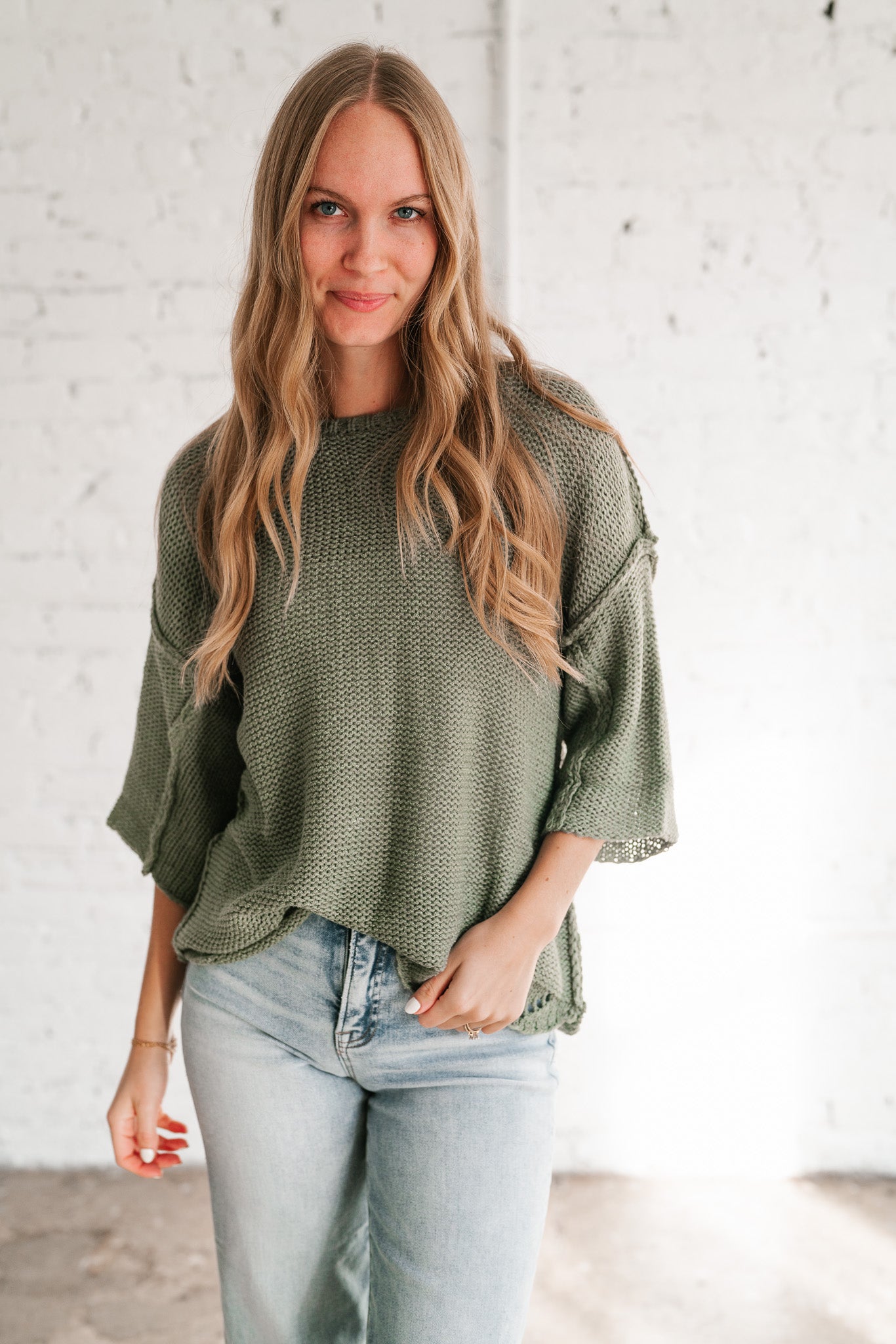 Good To Be Back Knit Top - Sage