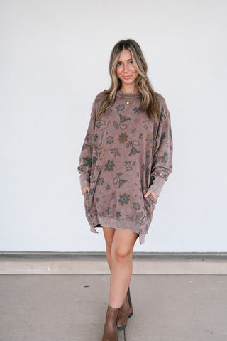 Meadow Muse Long Sleeve Mineral Wash Tunic Top