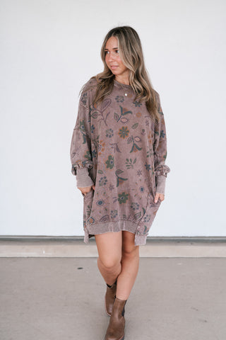 Meadow Muse Long Sleeve Mineral Wash Tunic Top