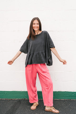 Soft Horizons Peplum Top - Black