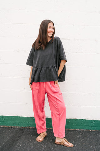 Soft Horizons Peplum Top - Black