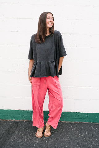 Soft Horizons Peplum Top - Black