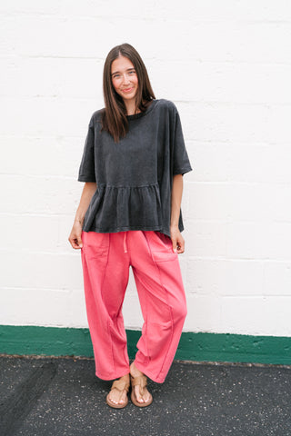 Soft Horizons Peplum Top - Black