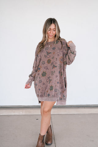 Meadow Muse Long Sleeve Mineral Wash Tunic Top
