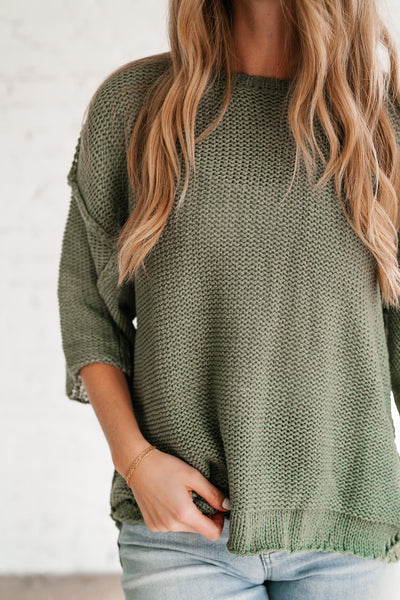 Good To Be Back Knit Top - Sage