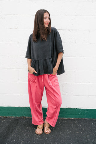 Soft Horizons Peplum Top - Black