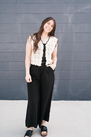 Vintage Charm Crochet Tie Sweater Vest