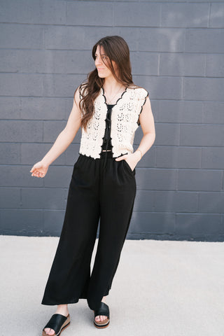 Vintage Charm Crochet Tie Sweater Vest