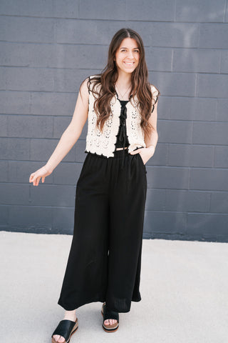 Vintage Charm Crochet Tie Sweater Vest