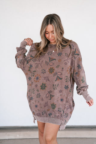 Meadow Muse Long Sleeve Mineral Wash Tunic Top