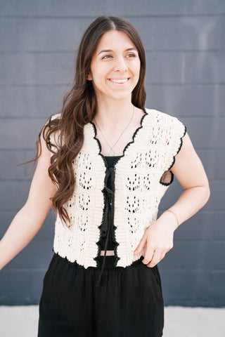Vintage Charm Crochet Tie Sweater Vest