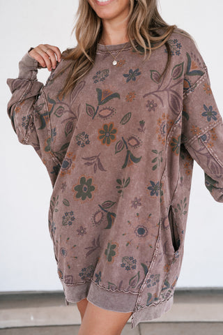 Meadow Muse Long Sleeve Mineral Wash Tunic Top