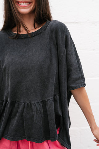 Soft Horizons Peplum Top - Black
