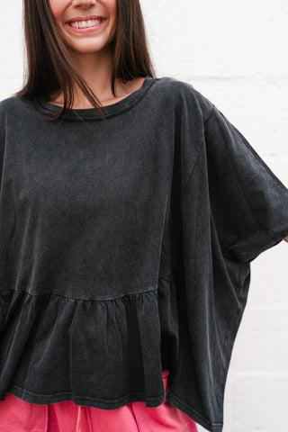 Soft Horizons Peplum Top - Black