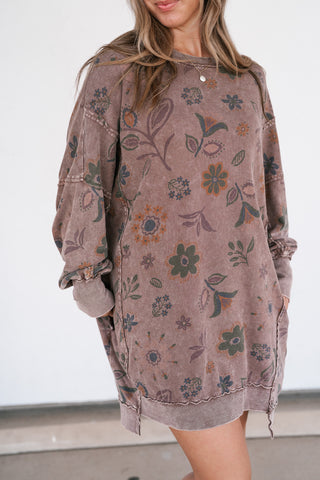 Meadow Muse Long Sleeve Mineral Wash Tunic Top