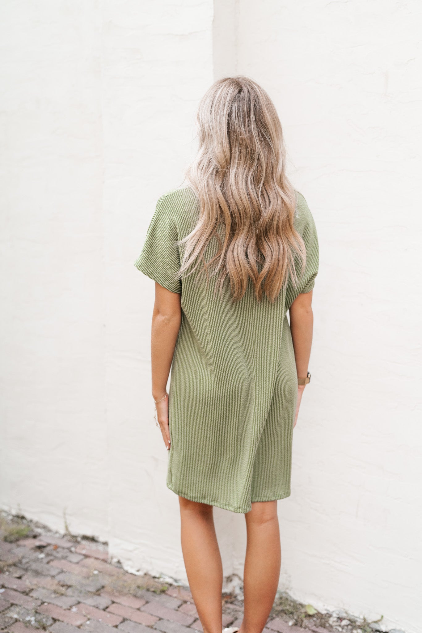 Lela Ribbed Cozy Dress - Army