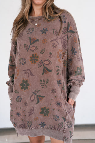Meadow Muse Long Sleeve Mineral Wash Tunic Top