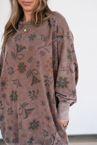 Meadow Muse Long Sleeve Mineral Wash Tunic Top
