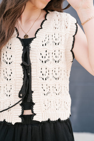 Vintage Charm Crochet Tie Sweater Vest