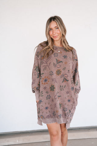 Meadow Muse Long Sleeve Mineral Wash Tunic Top