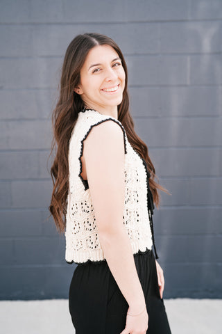 Vintage Charm Crochet Tie Sweater Vest