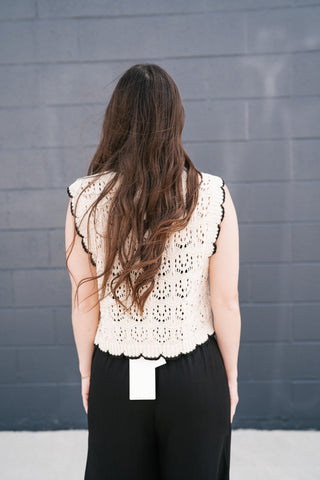 Vintage Charm Crochet Tie Sweater Vest