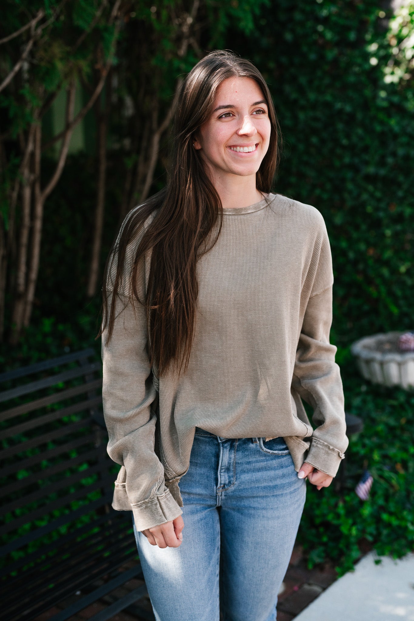 Simply Sweet Waffle Knit Top - Olive