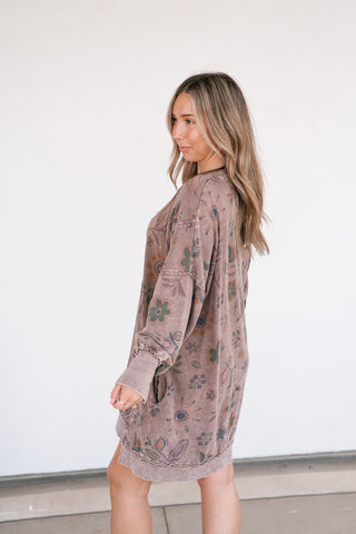 Meadow Muse Long Sleeve Mineral Wash Tunic Top