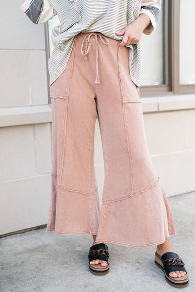 Cappuccino Mineral Wash Wide Leg Pants
