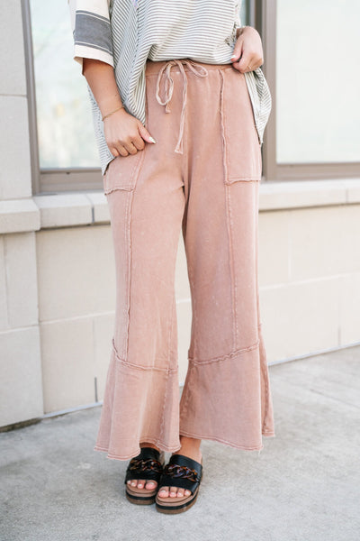 Cappuccino Mineral Wash Wide Leg Pants