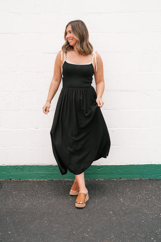 Summer Harbor Contrast Strap Midi Dress