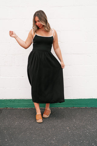Summer Harbor Contrast Strap Midi Dress