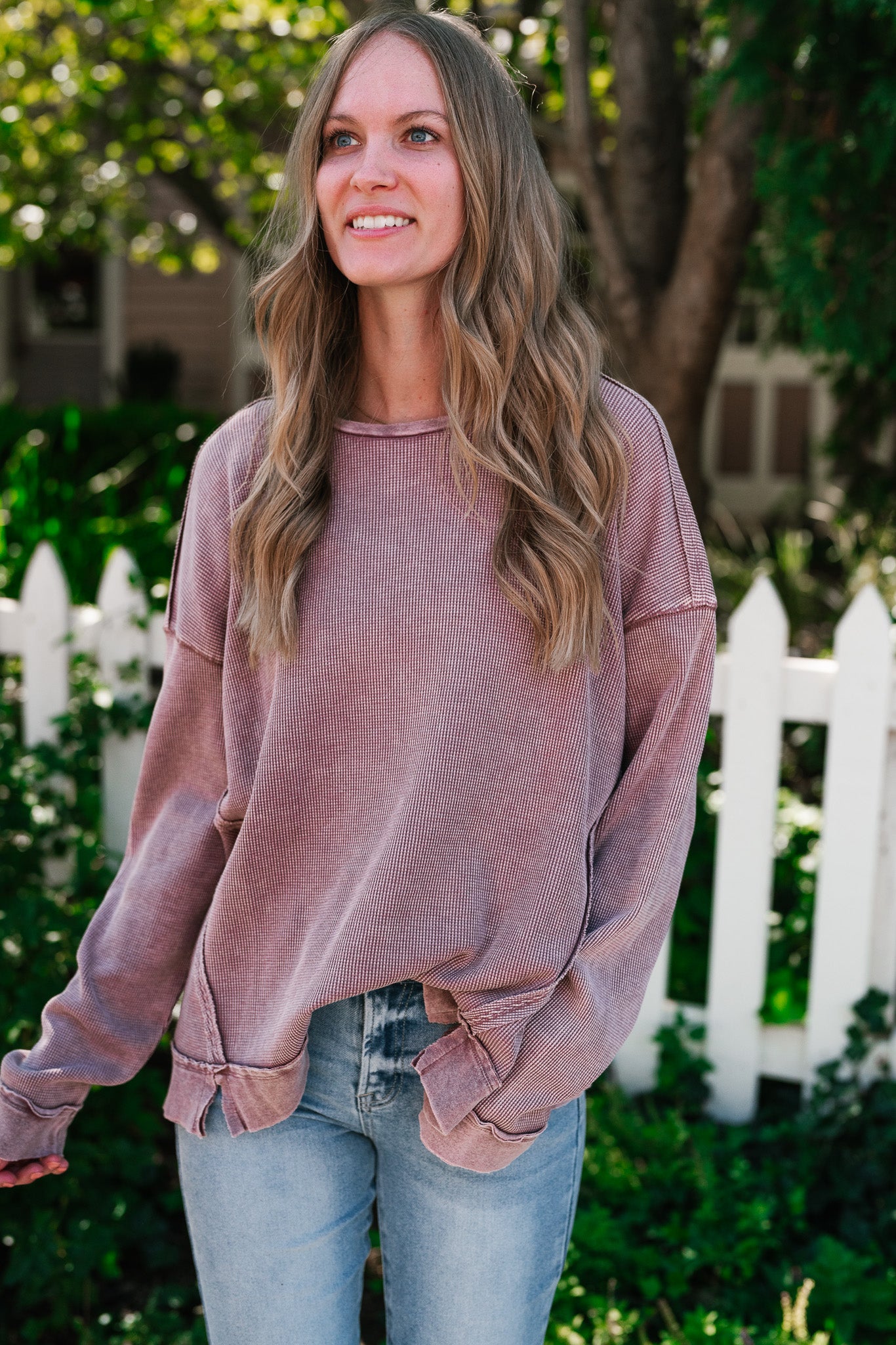 Simply Sweet Waffle Knit Top - Rose