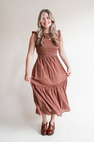 Amber Skies Smocked Midi Dress