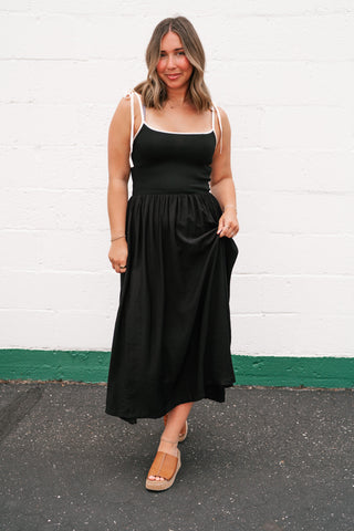Summer Harbor Contrast Strap Midi Dress