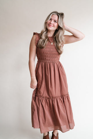Amber Skies Smocked Midi Dress