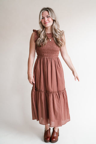 Amber Skies Smocked Midi Dress