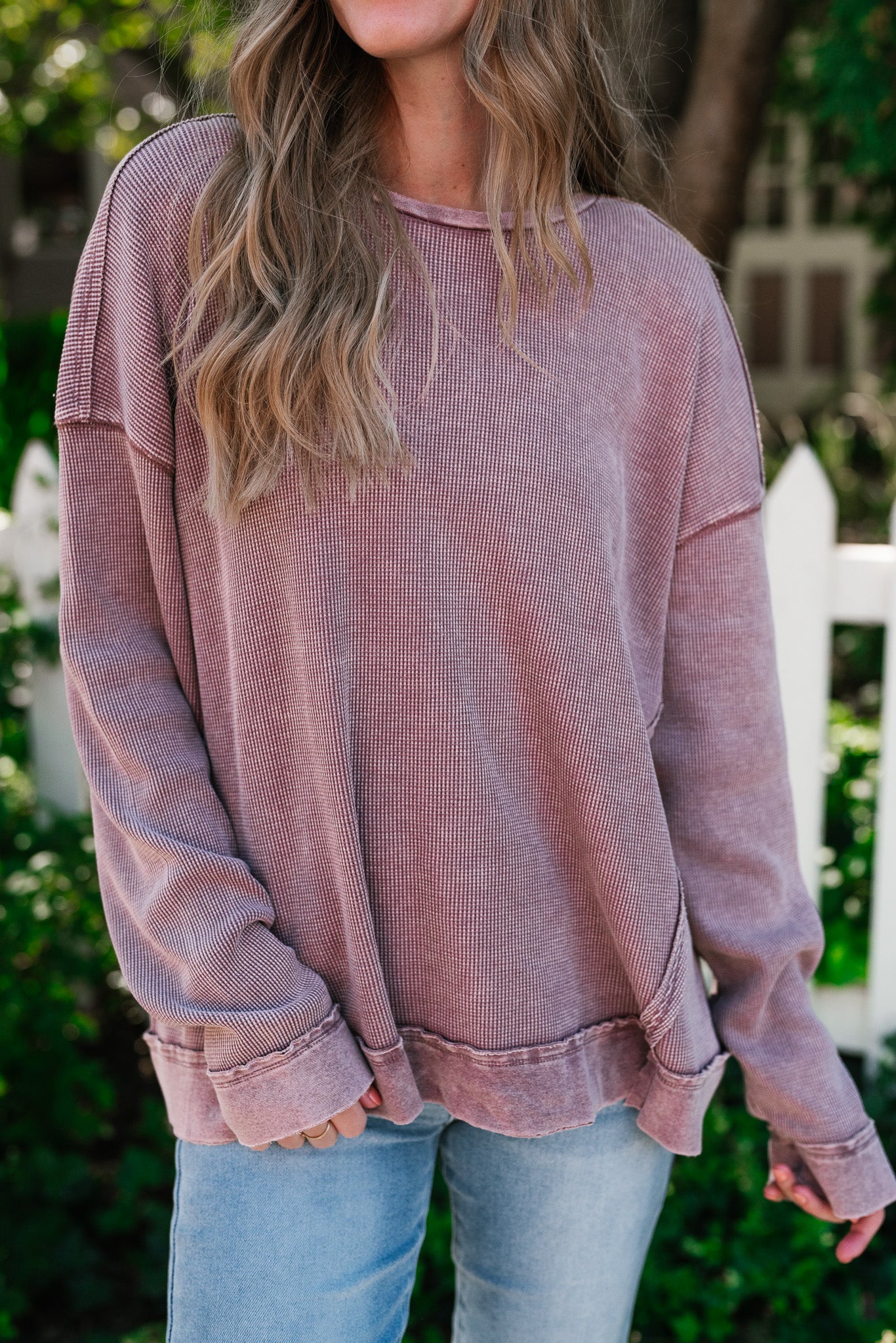 Simply Sweet Waffle Knit Top - Rose