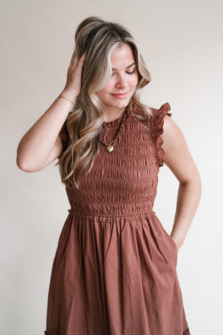Amber Skies Smocked Midi Dress