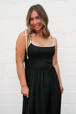 Summer Harbor Contrast Strap Midi Dress