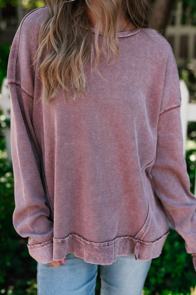 Simply Sweet Waffle Knit Top - Rose