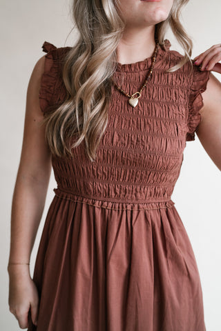Amber Skies Smocked Midi Dress