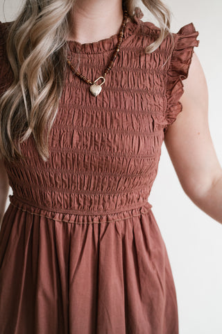 Amber Skies Smocked Midi Dress