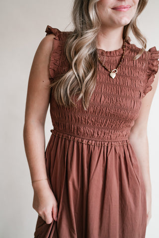 Amber Skies Smocked Midi Dress