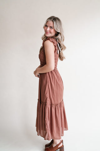 Amber Skies Smocked Midi Dress