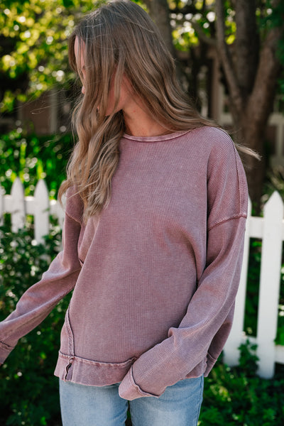 Simply Sweet Waffle Knit Top - Rose