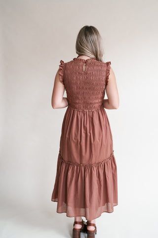 Amber Skies Smocked Midi Dress
