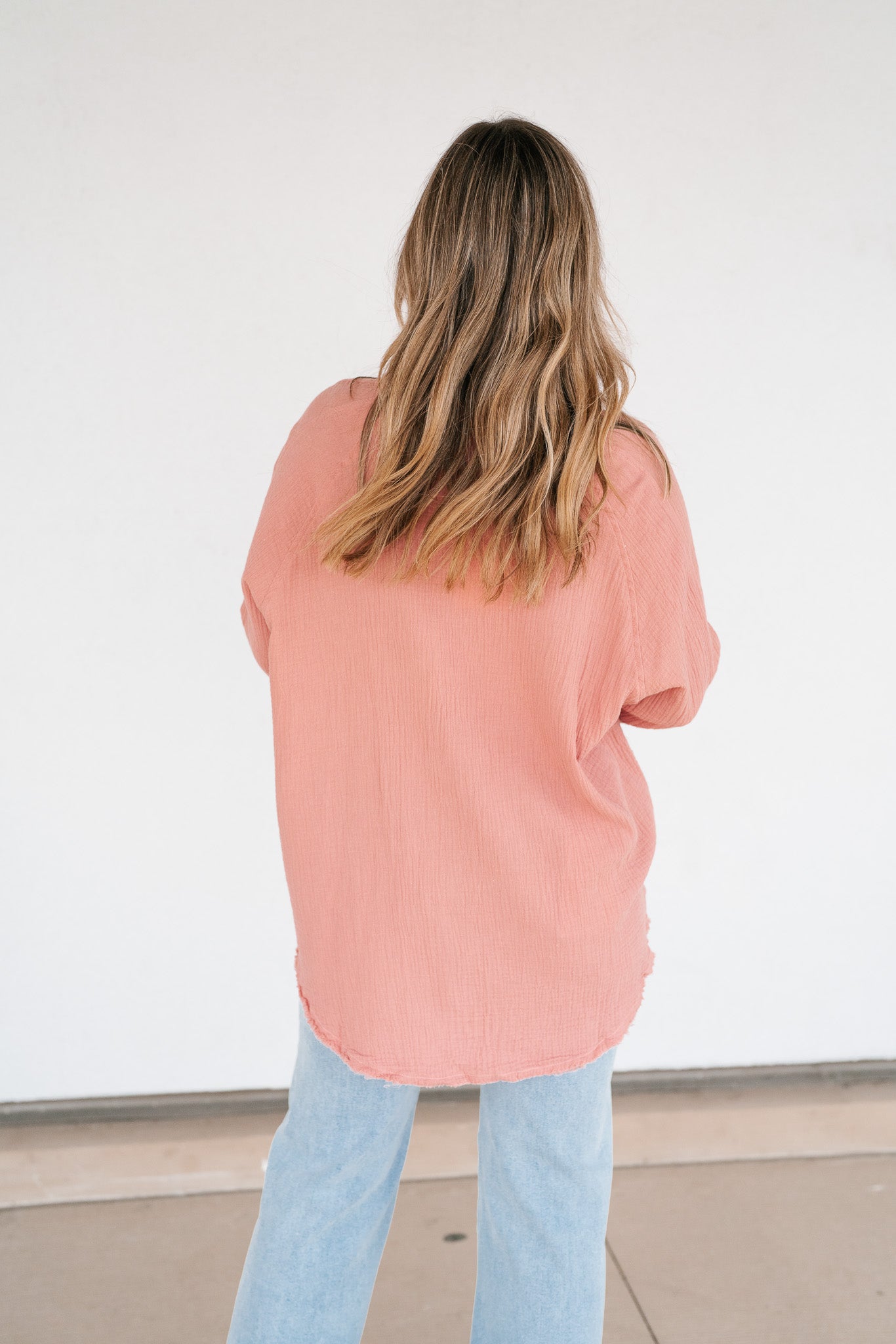 DOORBUSTER: Easy Days Button-Up Top - Dusty Rose