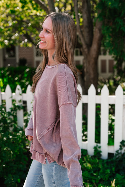 Simply Sweet Waffle Knit Top - Rose