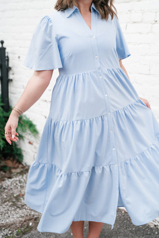 Eloise Standard Tiered Midi Dress - Blue